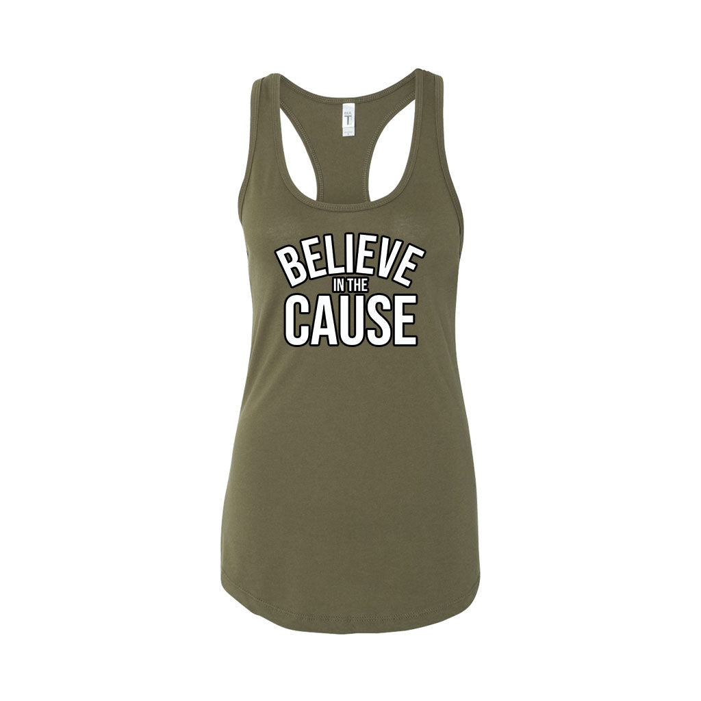 Pandas Fight Believe In The Cause - Ladies Racerback Tank Top