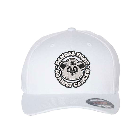 Pandas Fight Fitted Flexfit Hat - White